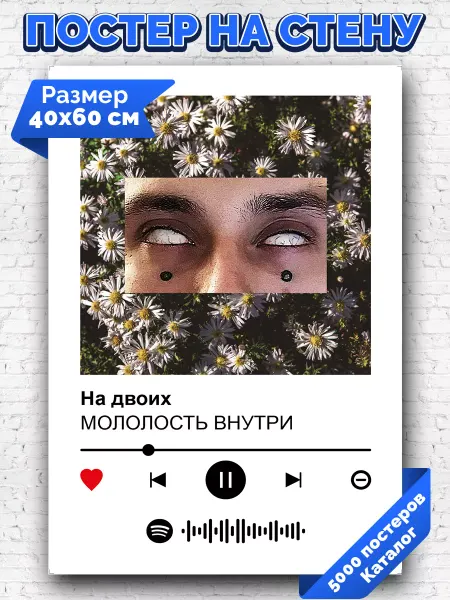 Arthata-spotify постер Спотифай постер Спотифай постер МОЛОЛОСТЬ ВНУТРИ - На двоих 40х60