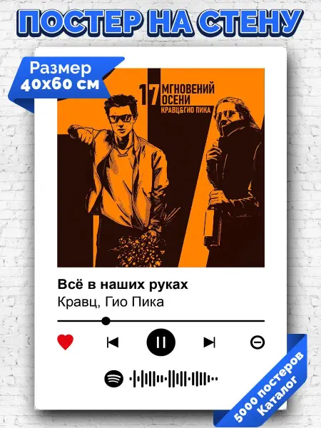 Arthata-spotify постер Спотифай постер Спотифай постер Кравц Гио Пика - Все в наших руках 40х60