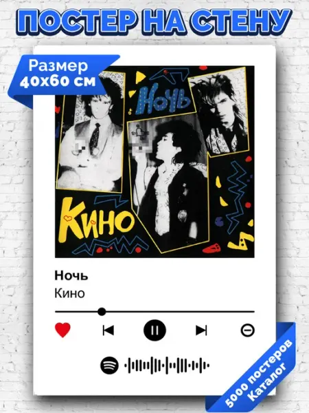 Arthata-spotify постер Спотифай постер Спотифай плакат Кино - Ночь 40х60