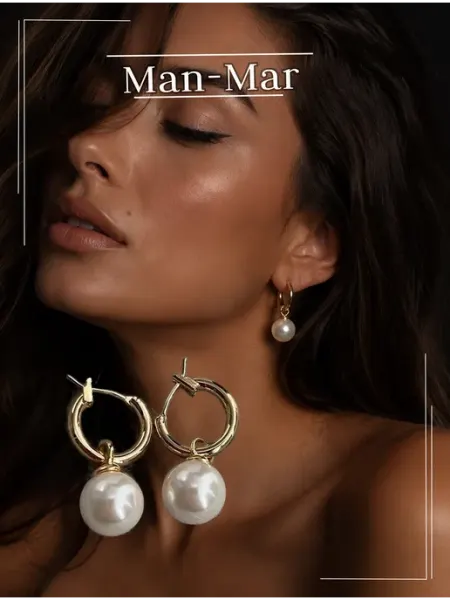 Man-Mar Серьги бижутерия с жемчугом маленькие