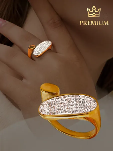 Mia Shine Кольцо широкое с фианитами бижутерия