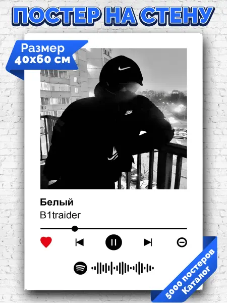 Arthata-spotify постер Спотифай постер Спотифай постер B1traider - Белый 40х60