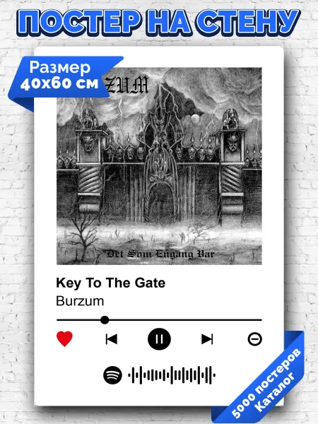 Arthata-spotify постер Спотифай постер Спотифай плакат Burzum - Key To The Gate 40х60