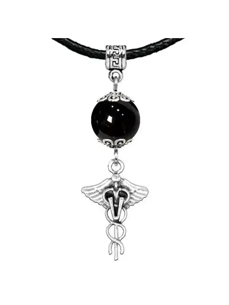 Runes&Gems Амулет Кадуцей (здоровье, бизнес, гармония), черный агат