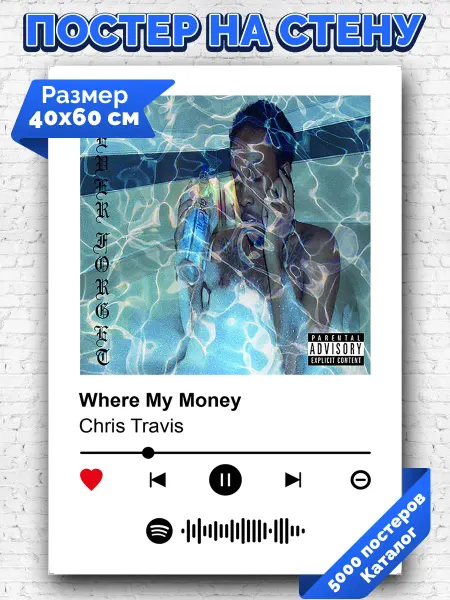 Arthata-spotify постер Спотифай постер Спотифай плакат Chris Travis - Where My Money 40х60