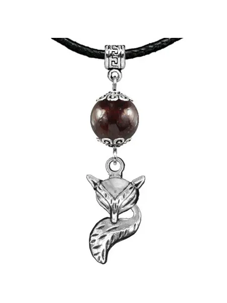 Runes&Gems Подвеска Амулет Лиса с натуральным камнем Гранат