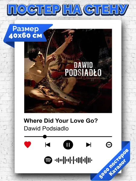 Arthata-spotify постер Спотифай постер Плакат Dawid Podsiadlo - Where Did Your Love Go 40х60