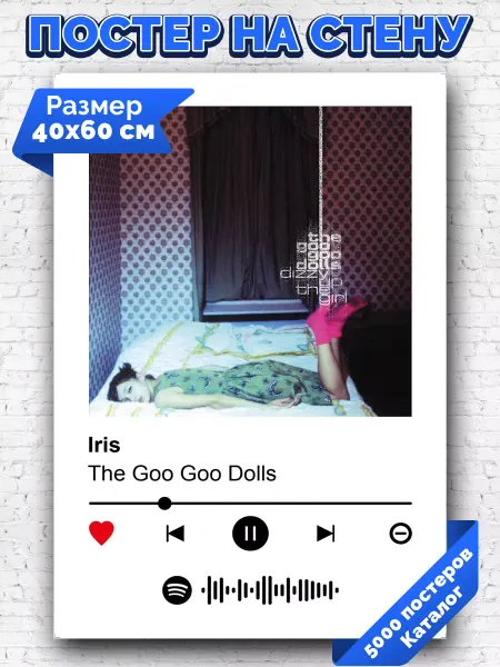 Arthata-spotify постер Спотифай постер Плакат на стену The Goo Goo Dolls - Iris 40х60