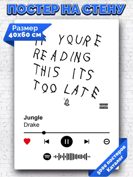 Arthata-spotify постер Спотифай постер Спотифай постер Drake - Jungle 40х60