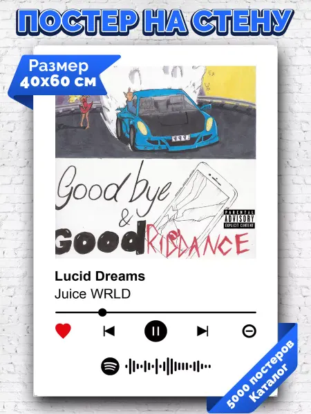 Arthata-spotify постер Спотифай постер Спотифай постер Juice WRLD - lucid dreams 40х60