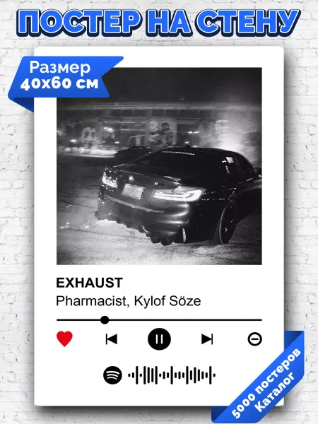 Arthata-spotify постер Спотифай постер Плакат на стену Pharmacist Kylof Soze - EXHAUST 40х60