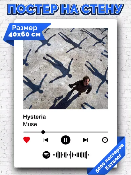 Arthata-spotify постер Спотифай постер Спотифай постер Muse - Hysteria 40х60