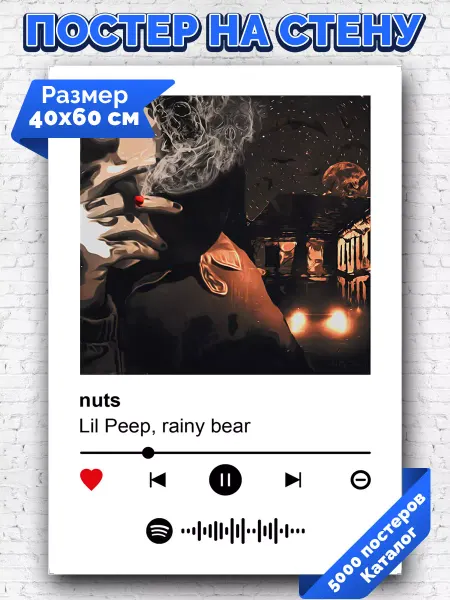 Arthata-spotify постер Спотифай постер Спотифай постер Lil Peep - nuts 40х60