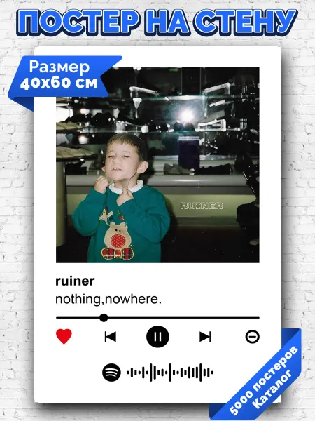 Arthata-spotify постер Спотифай постер Спотифай плакат nothing nowhere - ruiner 40х60