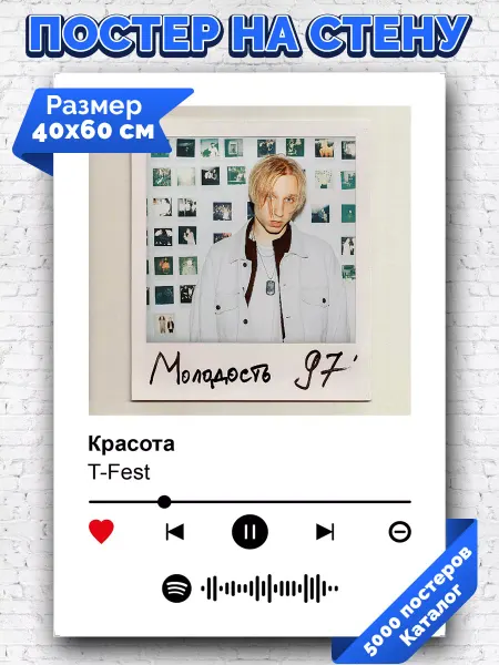 Arthata-spotify постер Спотифай постер Плакат на стену T-fest - Красота 40х60