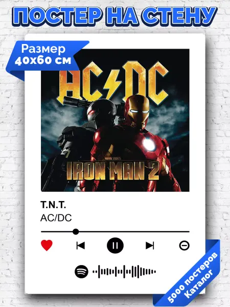 Arthata-spotify постер Спотифай постер Спотифай постер AC DC - TNT 40х60