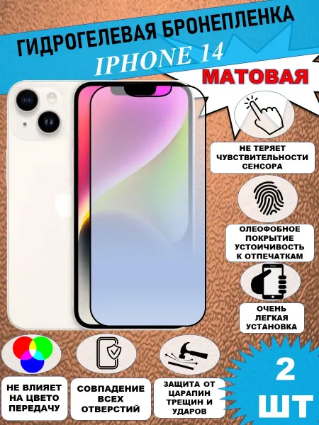 PeruchiTAPE Защитная пленка для iPhone 14, Матовая 2 шт