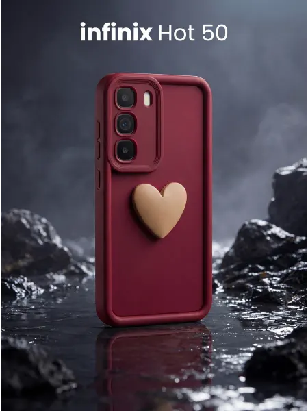 URBAZZA Чехол на Infinix Hot 50 с объёмным сердцем