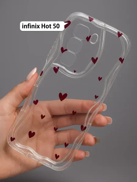 РИНОФОН Рельефный чехол с сердечками на Infinix Hot 50