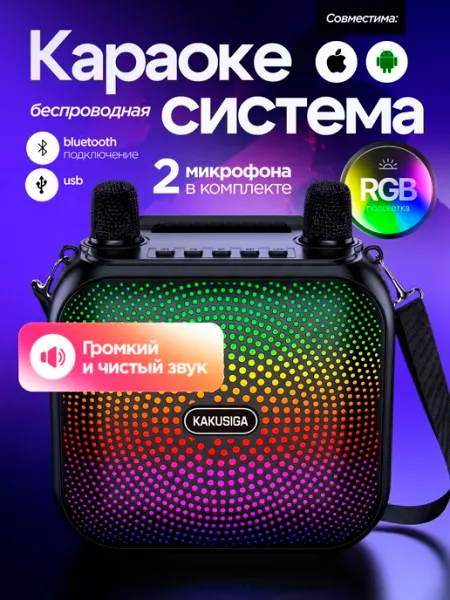 TDSaiwo Караоке система колонка с двумя микрофонами беспроводная