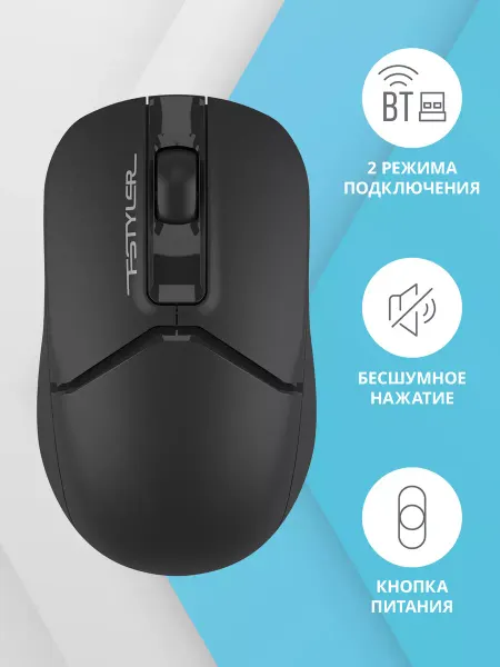 A4TECH Мышь беспроводная Fstyler FB12S бесшумная черная BT 2.4