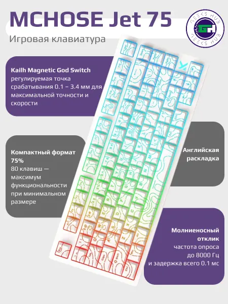 MCHOSE Игровая клавиатура Jet 75, черный