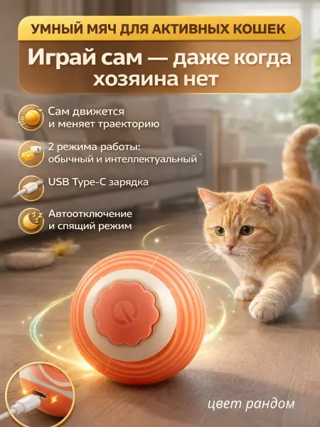 Айсару3 Игрушка для кошек умный мяч дразнилка автоматический