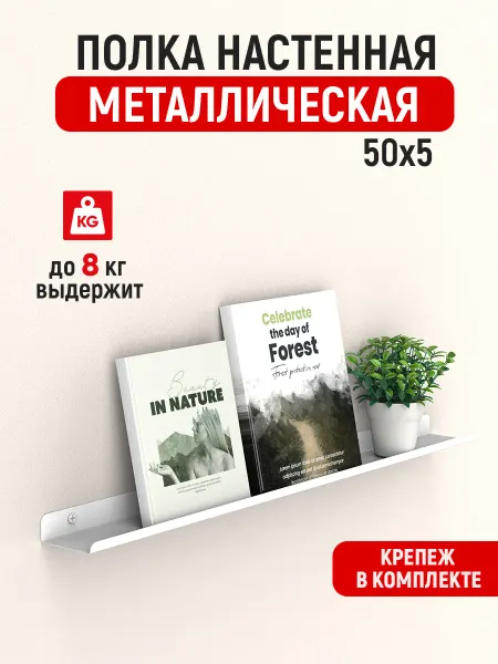 СТЭН Полка настенная для картин 500-50 мм, белая