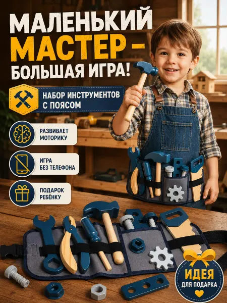 Busytoyss Детский игровой набор инструментов деревянные