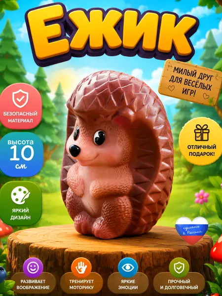 ВОЛШЕБНЫЙ ОГОНЕК резиновая игрушка Ежик для малышей для ванной