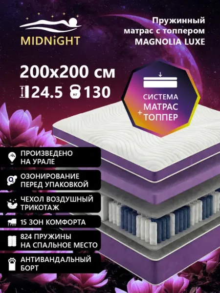 MIDNIGHT Матрас 200х200 ортопедический на кровать