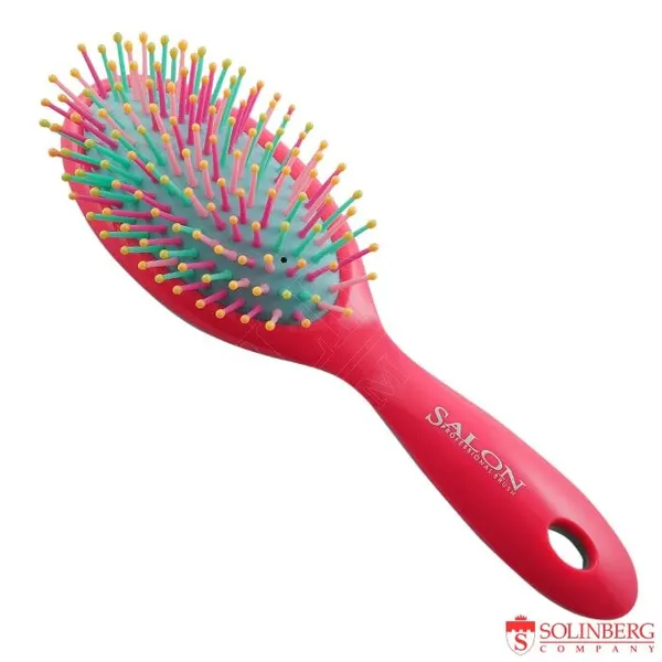 Щётка массажная Salon Professional UL8940 "Colorful" пластиковая, зубцы-пластиковые штифты , L-220 мм