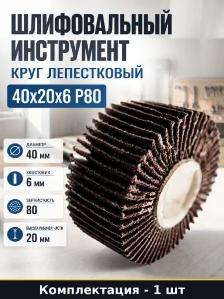 Шлифовальный инструмент круг лепестковый 40x20x6 P80