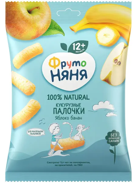 Палочки кукурузные ФрутоНяня яблоко банан с 12 мес, 20 г