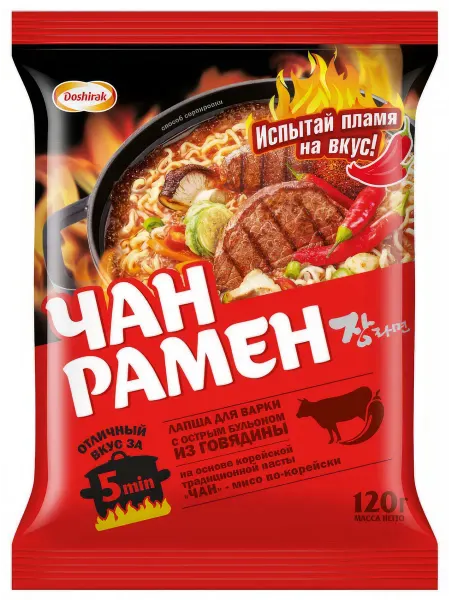 Лапша для варки Доширак Чан рамен корейская острая, 120 г