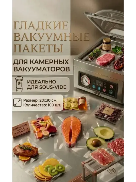 Пакеты для вакууматора гладкие 20х30