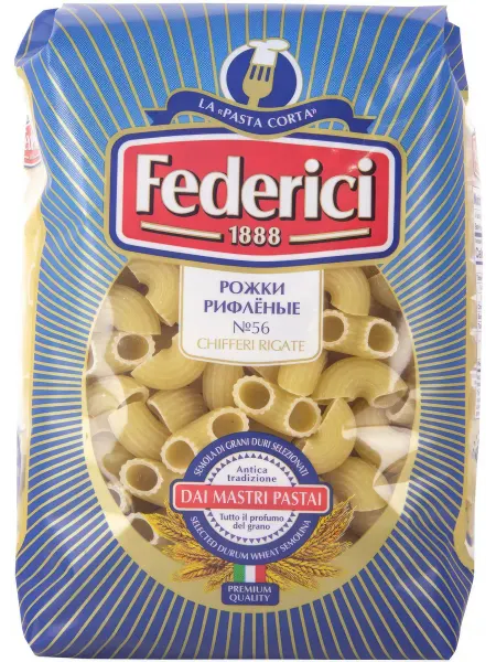 Макароны Federici рожки рифленые, 400 г