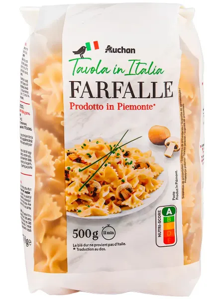 Макаронные изделия АШАН Красная птица Farfalle бантики, 500