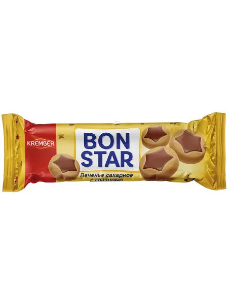 Печенье сахарное Bon Star Krember с глазурью, 90 г