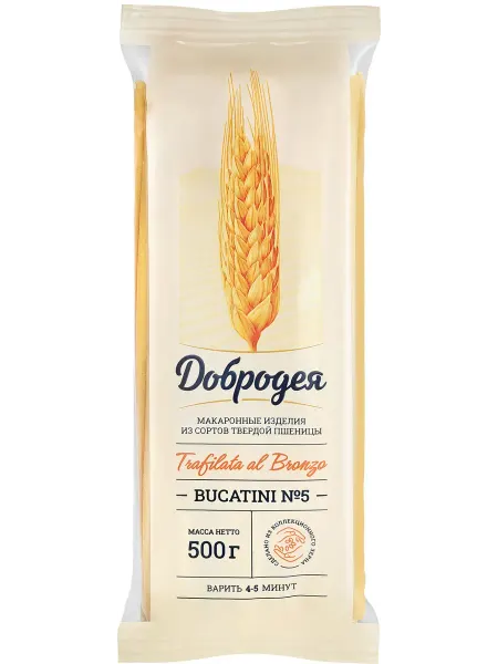 Макароны ДОБРОДЕЯ Bucatini №5 trafilata al bronzo, группа А