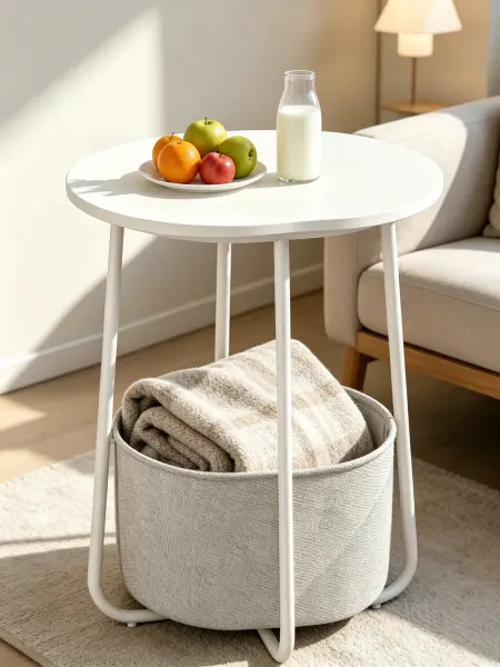 Белый столик с корзиной 40x30x55 см