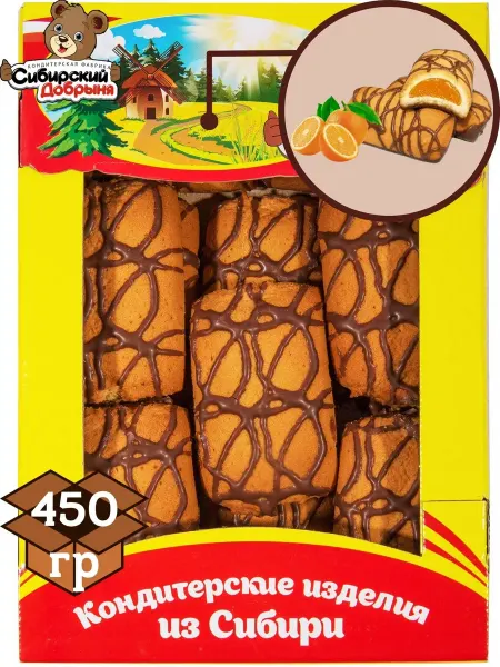 Сибирский Добрыня Печенье сдобное Фруктайна со вкусом апельсина, 450 гр