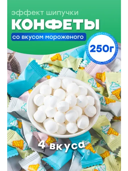 Белевские лакомства Освежающие Китайские конфеты шипучки со вкусом мороженого
