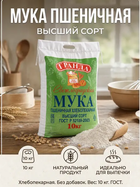 Мука пшеничная высший сорт 10 кг