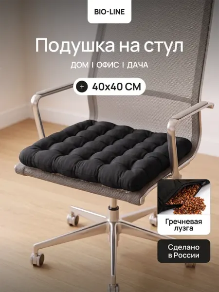Bio-Line Подушка на стул и кресло с гречневой лузгой 40x40 см