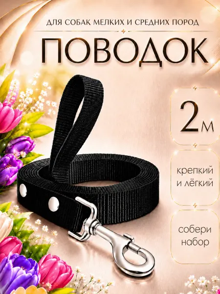 Petsare Поводок для собак мелких пород средних и щенков 2м