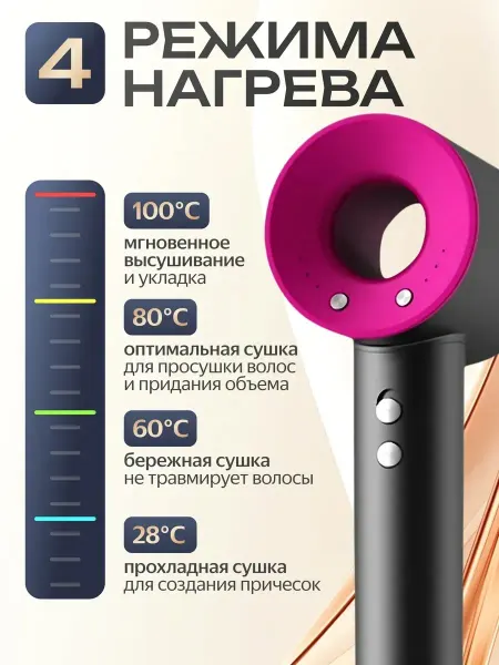 Фен для волос профессиональный с насадкам