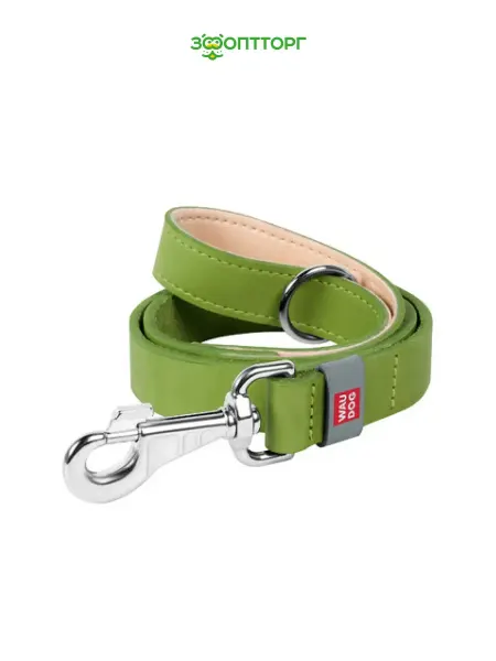Collar Поводок кожаный Waudog Classic 20 мм. х 122 см, Салатовый
