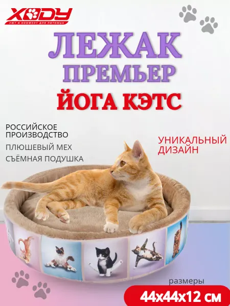 XODY Лежак Премьер Йога Кэтс №1 44х44х12см