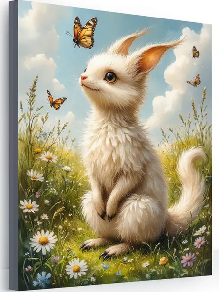 Art-Hobby-Market Картина на стену для интерьера заяц и бабочки 40x50